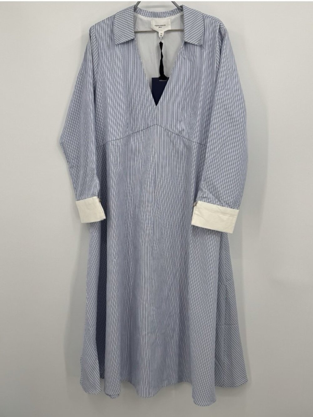 Pomander Place by Tuckernuck Blue Stripe Cannes Maxi Dress sz XL NWT Collared
